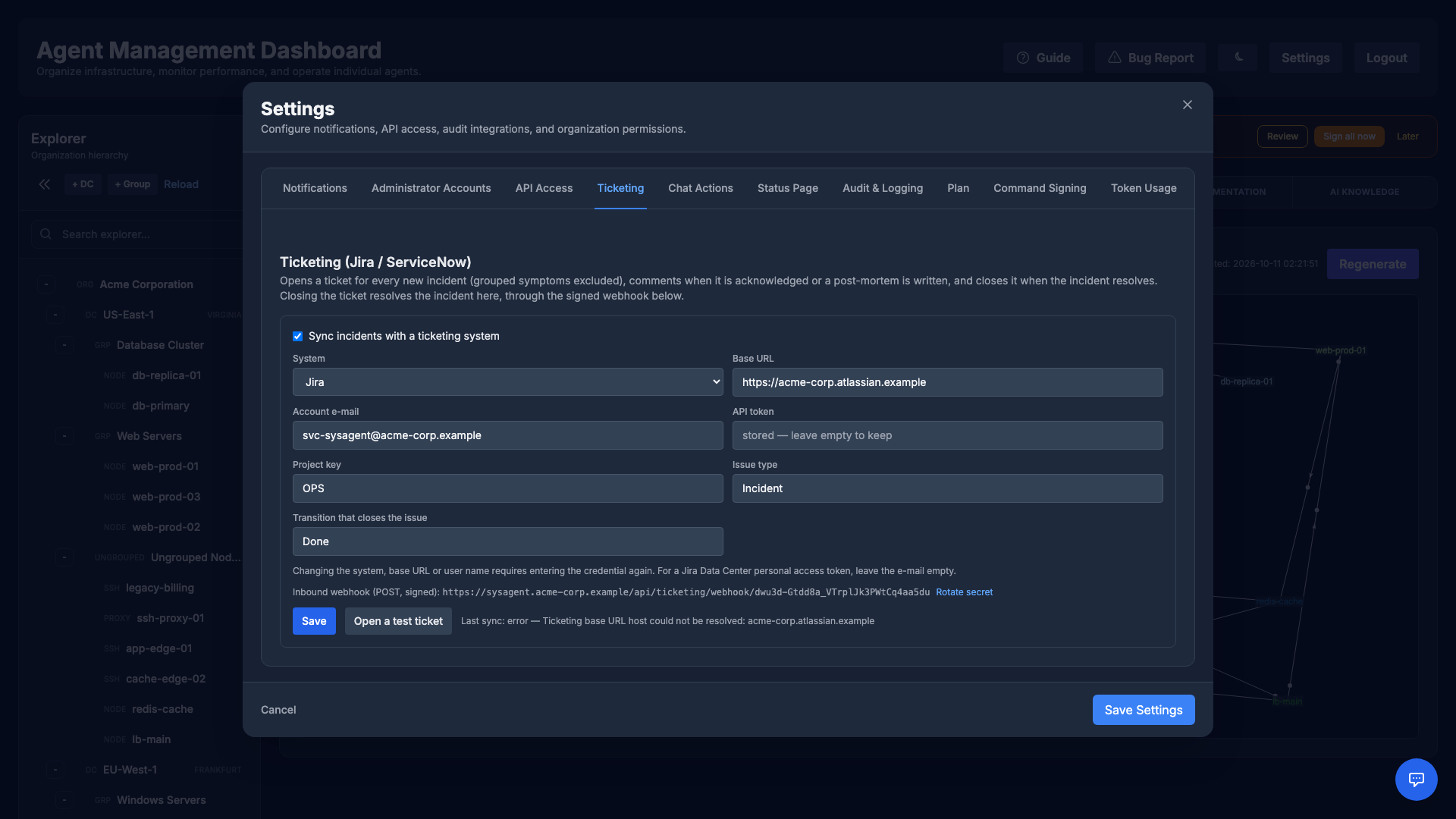 Jira and ServiceNow ticket sync